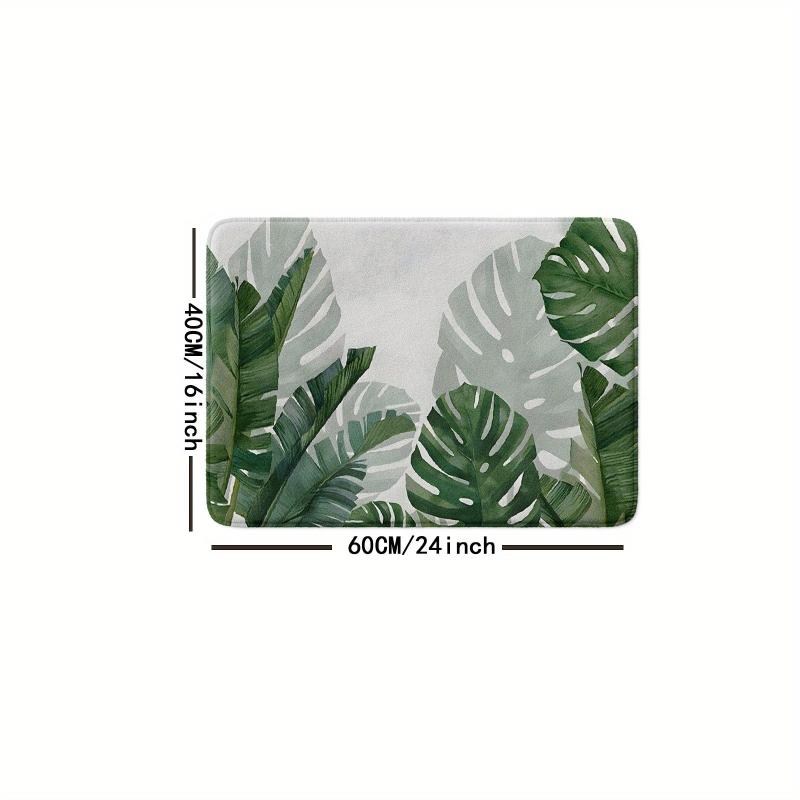 Tropical Plant Pattern Floor Mat Absorbent Non-slip Bath Rug