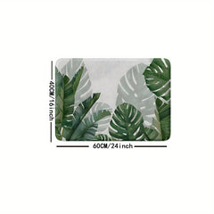 Tropical Plant Pattern Floor Mat Absorbent Non-slip Bath Rug