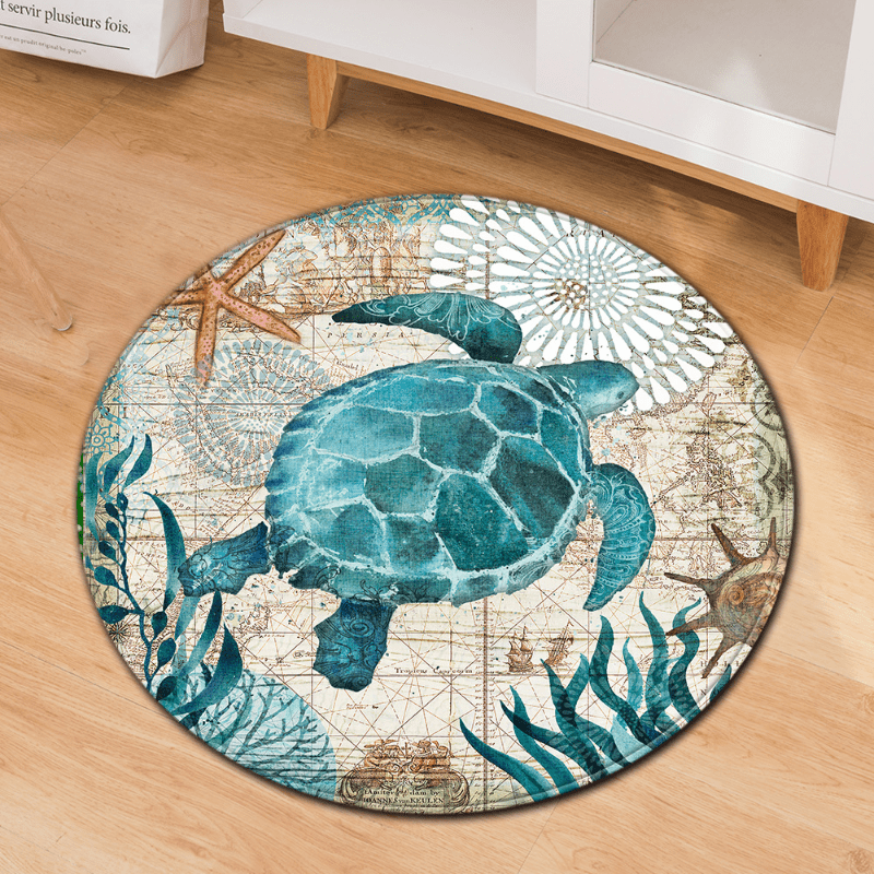 Marine Life Bath Mat Absorbent Door Carpet for Home Living Room and Bathroom
