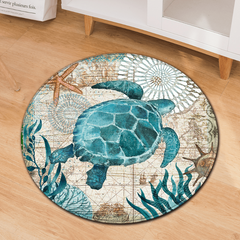 Marine Life Bath Mat Absorbent Door Carpet for Home Living Room and Bathroom