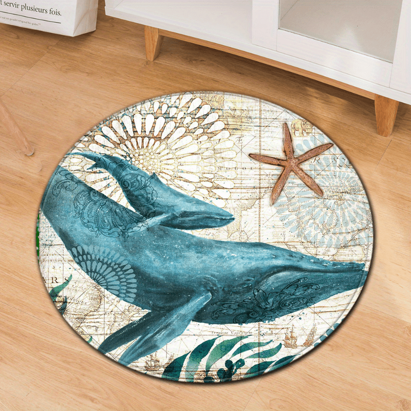 Marine Life Bath Mat Absorbent Door Carpet for Home Living Room and Bathroom