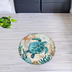 Marine Life Bath Mat Absorbent Door Carpet for Home Living Room and Bathroom