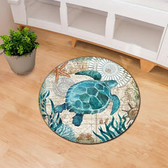 Marine Life Bath Mat Absorbent Door Carpet for Home Living Room and Bathroom