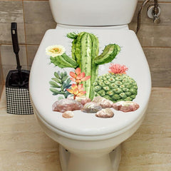 Water Box Plant Pattern Toilet Cover Decorative Sticker