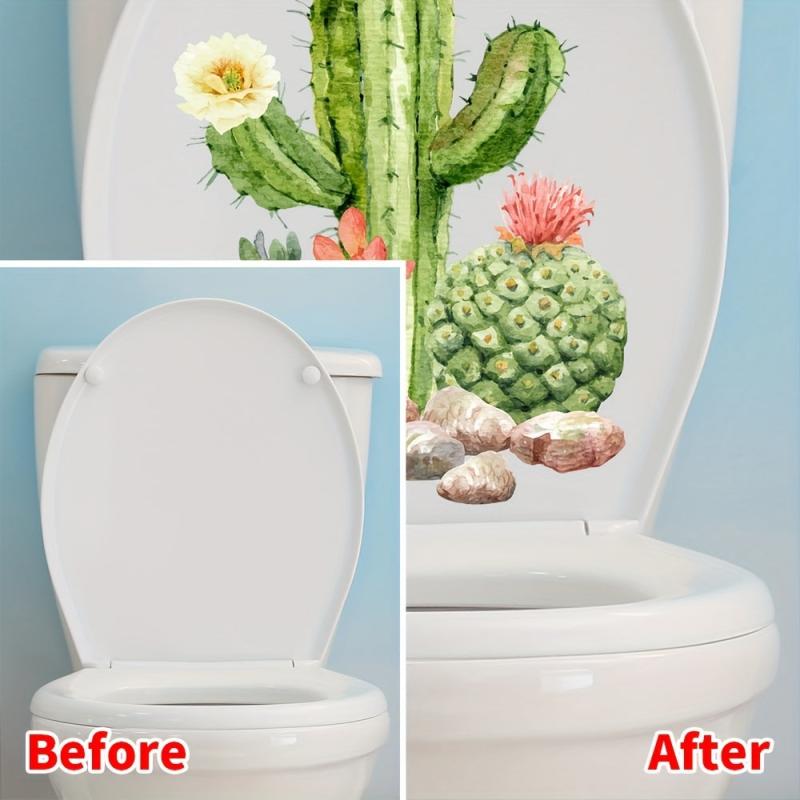 Water Box Plant Pattern Toilet Cover Decorative Sticker