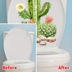 Water Box Plant Pattern Toilet Cover Decorative Sticker