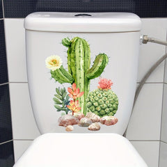 Water Box Plant Pattern Toilet Cover Decorative Sticker