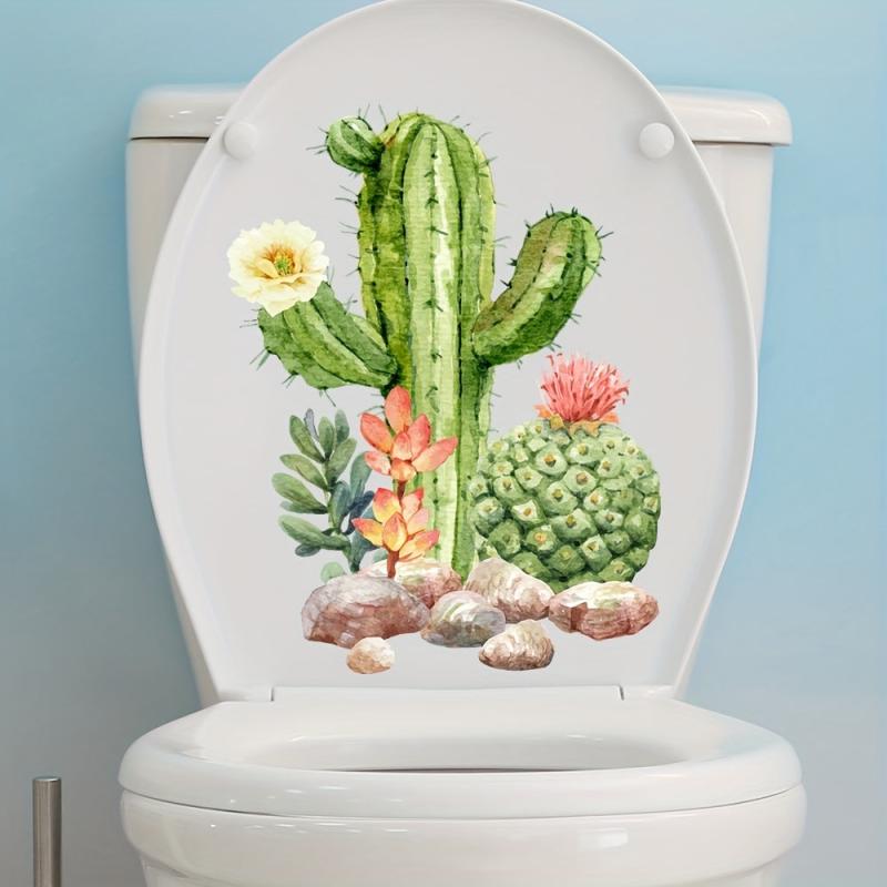 Water Box Plant Pattern Toilet Cover Decorative Sticker