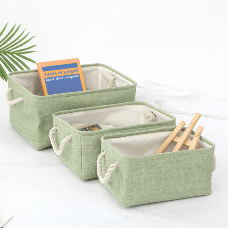 Solid Storage Basket With Handles Desktop Storage Box