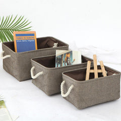 Solid Storage Basket With Handles Desktop Storage Box