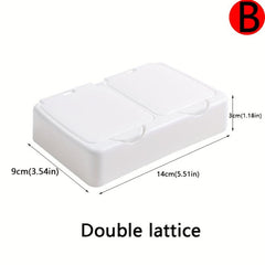 Mini Desktop Storage Box with Lid and Pop-Up Plastic Cotton Swab Organizer
