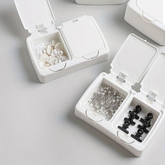 Mini Desktop Storage Box with Lid and Pop-Up Plastic Cotton Swab Organizer