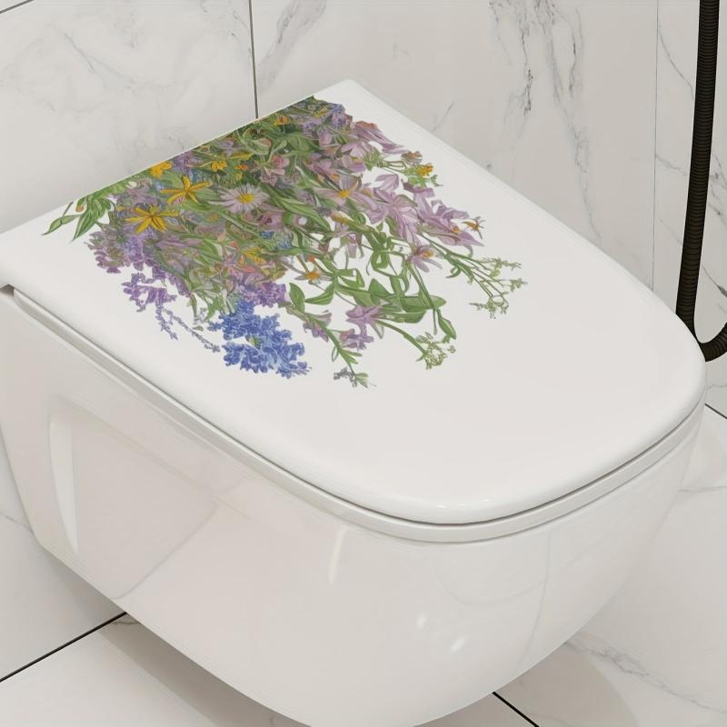 Plant Toilet Sticker Toilet Lid Decal Restroom Renovation Tile Stickers