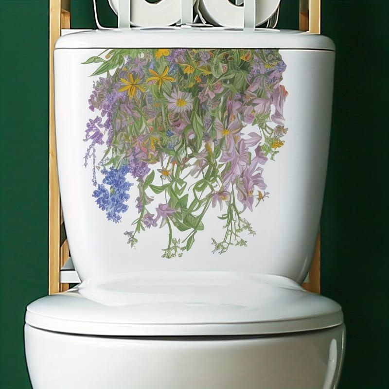 Plant Toilet Sticker Toilet Lid Decal Restroom Renovation Tile Stickers