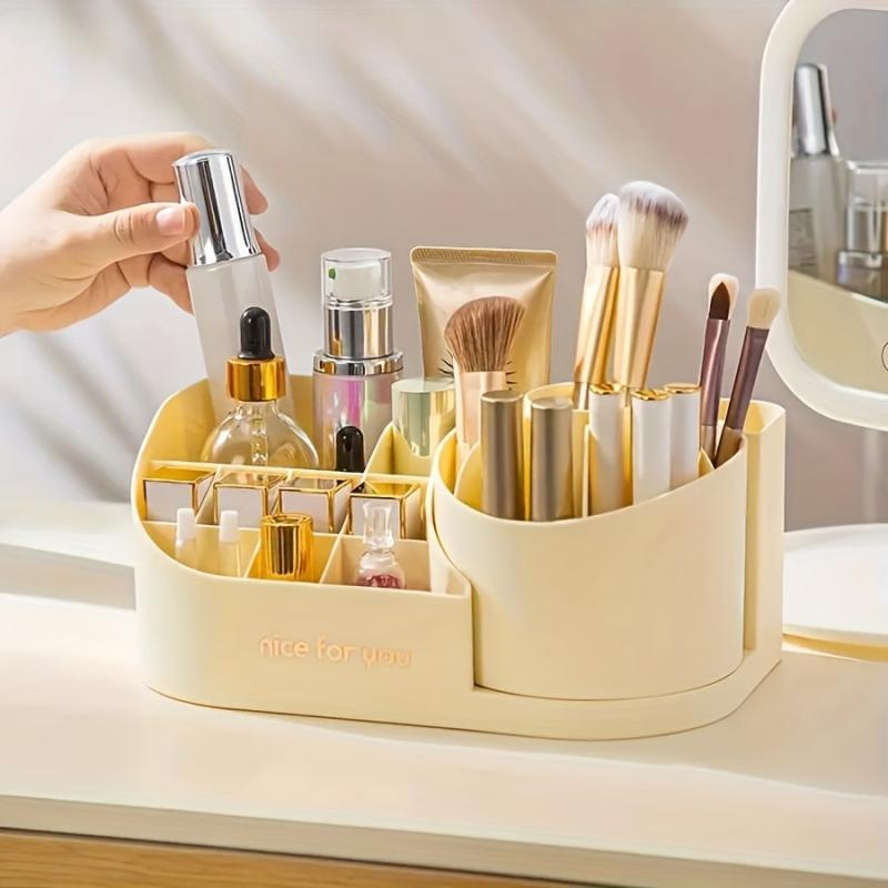 Rotating Makeup Box Cosmetic Storage Brush Holder Skincare Products Rack