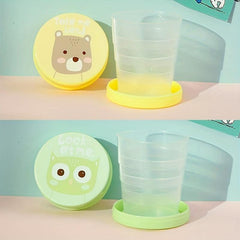Portable Collapsible Water Cup With Cartoon Lid