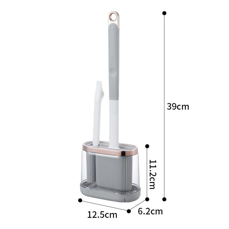 Silicone Toilet Brush 2 in 1 with Long Handle - Transparent Base