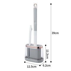 Silicone Toilet Brush 2 in 1 with Long Handle - Transparent Base