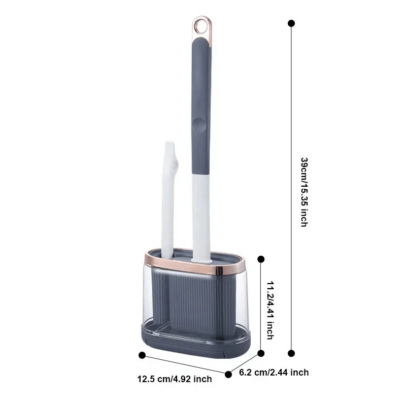 Silicone Toilet Brush 2 in 1 with Long Handle - Transparent Base