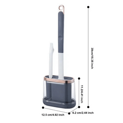 Silicone Toilet Brush 2 in 1 with Long Handle - Transparent Base