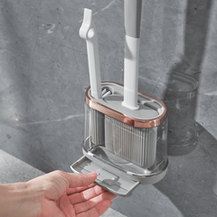Silicone Toilet Brush 2 in 1 with Long Handle - Transparent Base