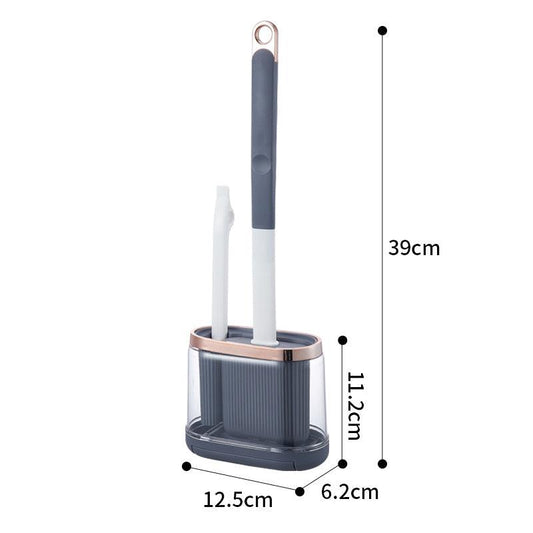 Silicone Toilet Brush 2 in 1 with Long Handle - Transparent Base