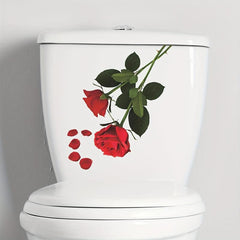 Rose Flower Toilet Sticker Removable Vinyl Waterproof Bathroom Decoration