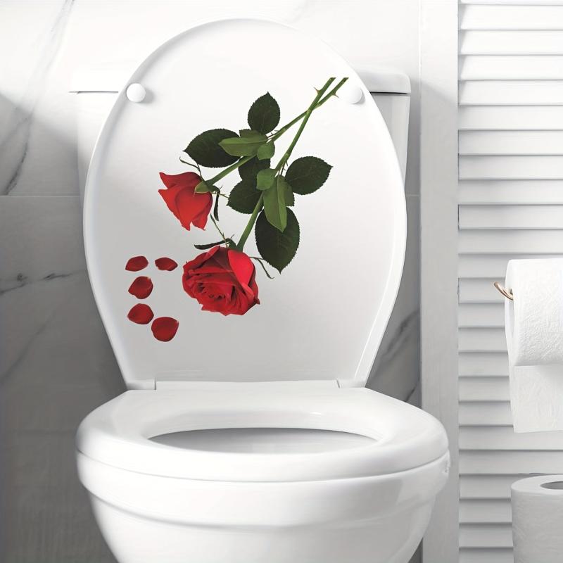 Rose Flower Toilet Sticker Removable Vinyl Waterproof Bathroom Decoration