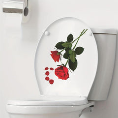 Rose Flower Toilet Sticker Removable Vinyl Waterproof Bathroom Decoration