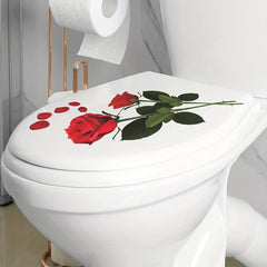 Rose Flower Toilet Sticker Removable Vinyl Waterproof Bathroom Decoration