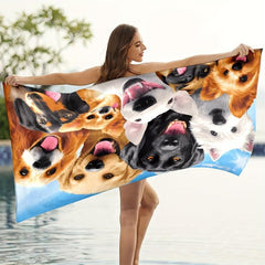 Quick Drying Beach Towel with Smiling Pet Dogs 59x29