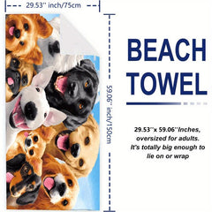 Quick Drying Beach Towel with Smiling Pet Dogs 59x29