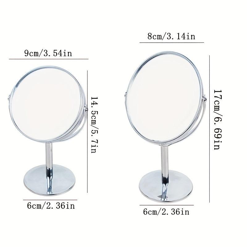 Metal Round Double-sided Vanity Mirror Rotatable 1 2 Magnifying Glass
