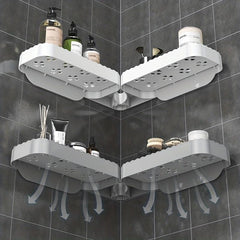 Corner Bathroom Storage Rack Plastic Bathroom Tray Foldable