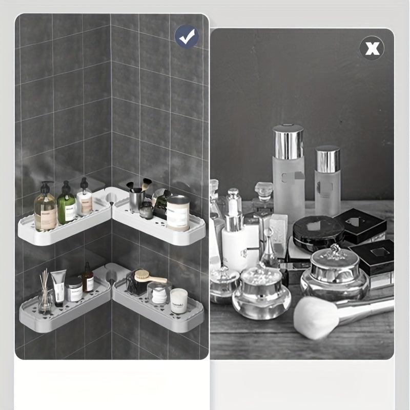 Corner Bathroom Storage Rack Plastic Bathroom Tray Foldable