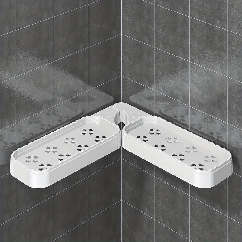 Corner Bathroom Storage Rack Plastic Bathroom Tray Foldable