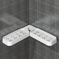Corner Bathroom Storage Rack Plastic Bathroom Tray Foldable