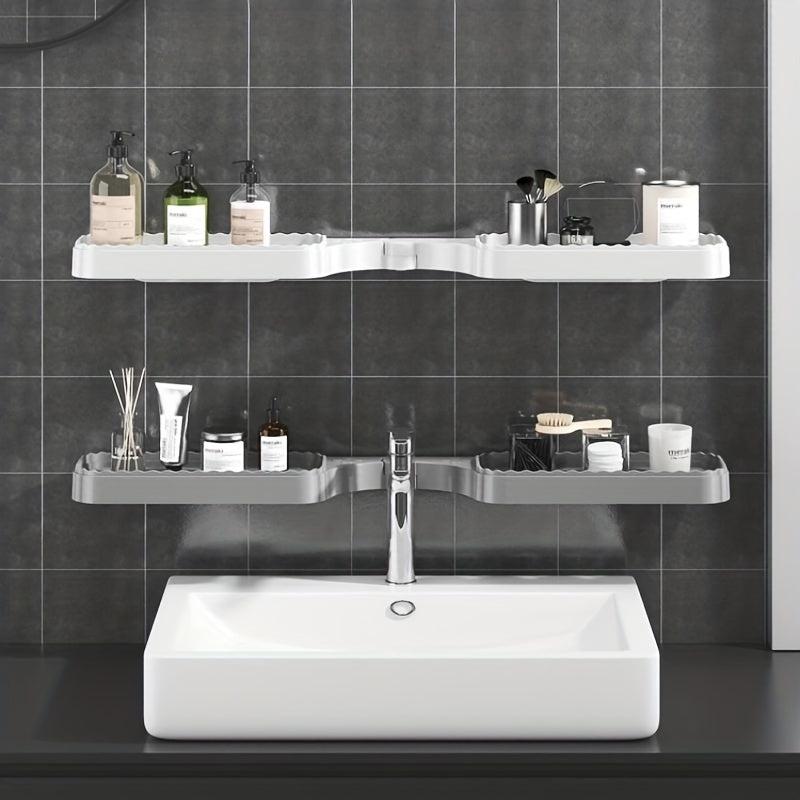 Corner Bathroom Storage Rack Plastic Bathroom Tray Foldable
