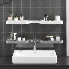 Corner Bathroom Storage Rack Plastic Bathroom Tray Foldable