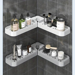 Corner Bathroom Storage Rack Plastic Bathroom Tray Foldable