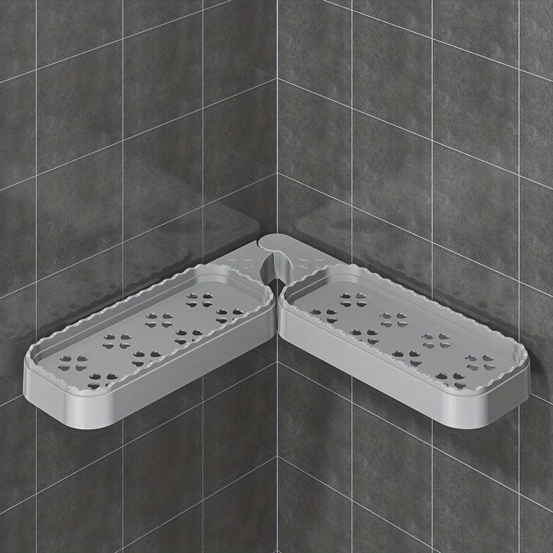 Corner Bathroom Storage Rack Plastic Bathroom Tray Foldable