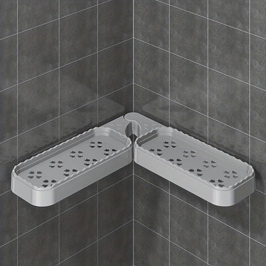 Corner Bathroom Storage Rack Plastic Bathroom Tray Foldable