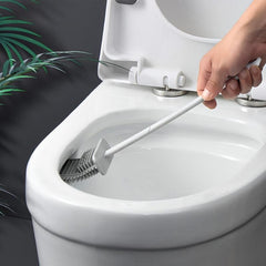 Silicone Toilet Brush with Long Handle and Holder Box
