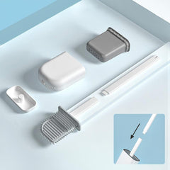 Silicone Toilet Brush with Long Handle and Holder Box