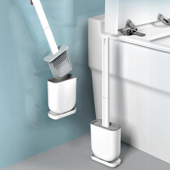 Silicone Toilet Brush with Long Handle and Holder Box