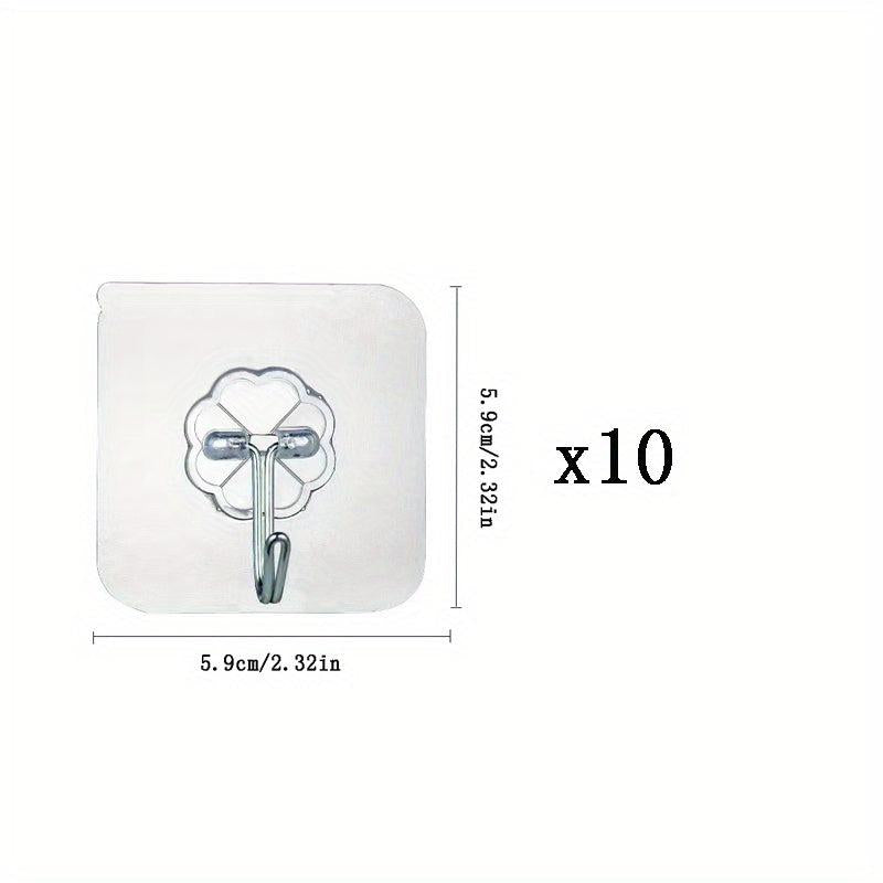 10pcs Seamless Adhesive Hook Bathroom Wall Hanging