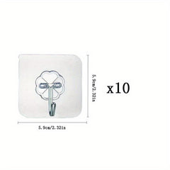 10pcs Seamless Adhesive Hook Bathroom Wall Hanging