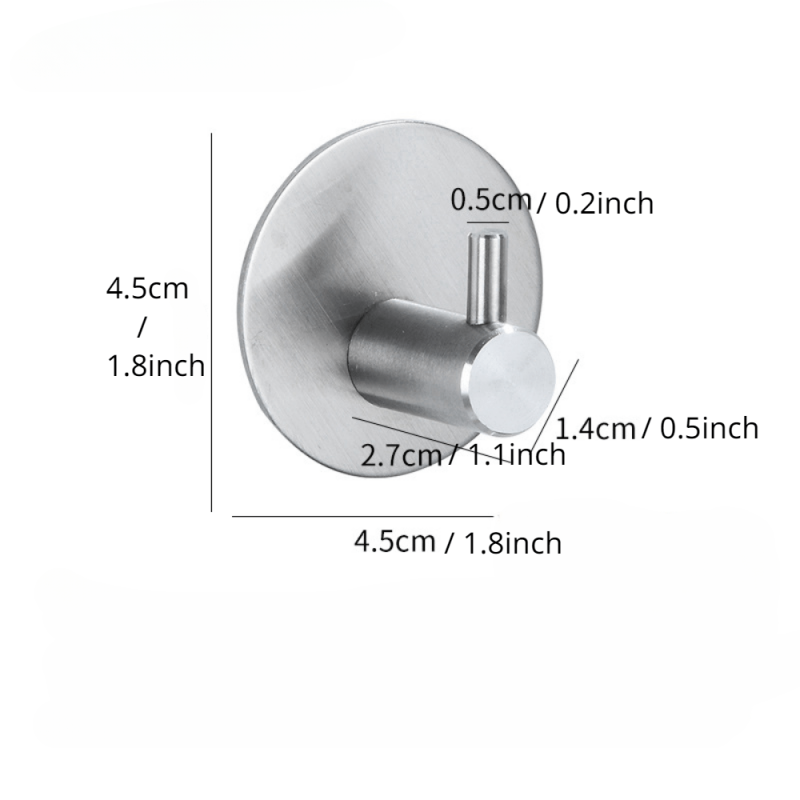5pcs Stainless Steel Wall Adhesive Hooks Round Robe Towel Hook