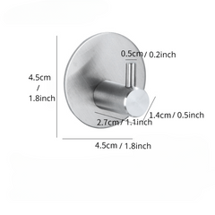 5pcs Stainless Steel Wall Adhesive Hooks Round Robe Towel Hook