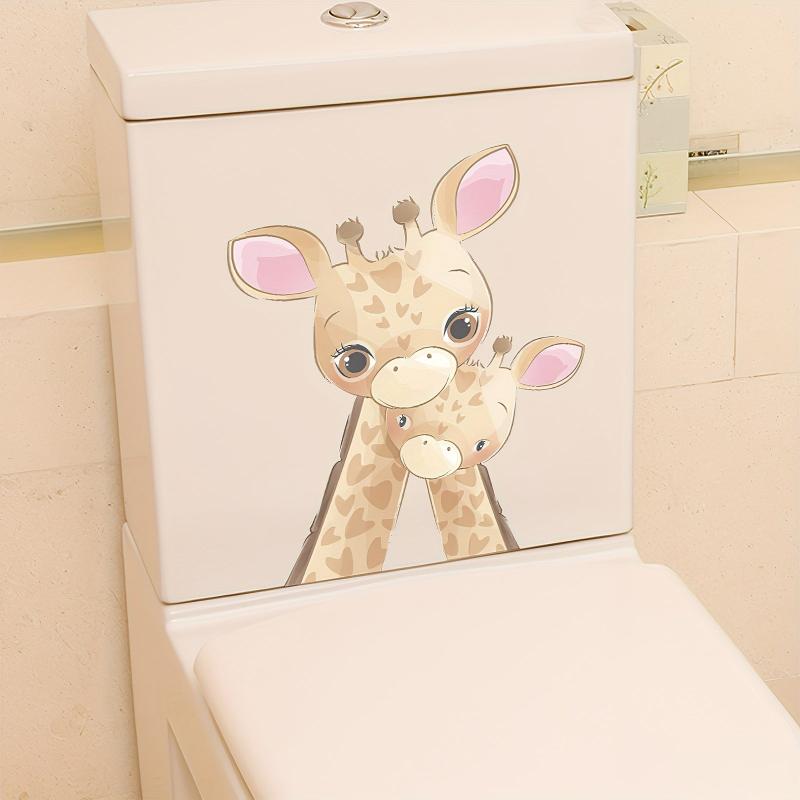 Funny Giraffe Toilet Decal Self Adhesive Waterproof Cover Sticker